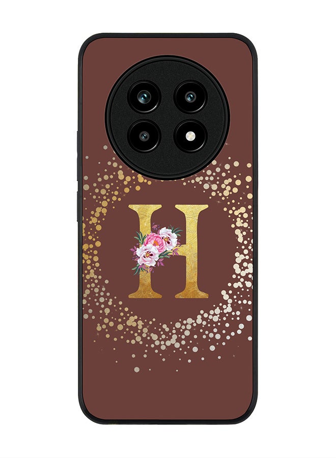 Stylizedd For Realme 13 Pro / 13 Pro+ Case,Slim fit Camera Protection, Shockproof Thin Phone cover  - Custom Monogram Floral - H  (Brown ) - Image 1
